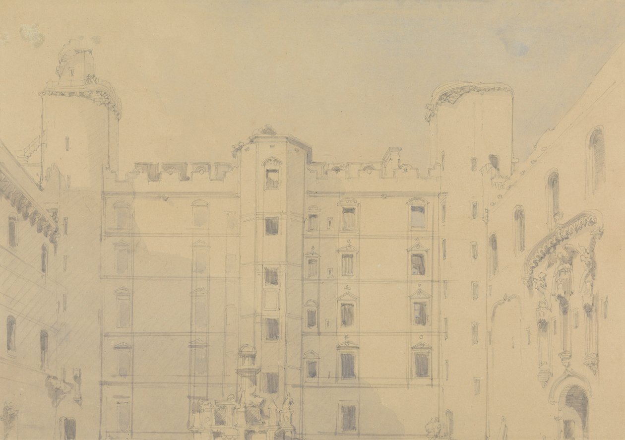 Gården ved Linlithgow Palace, West Lothian af David Roberts