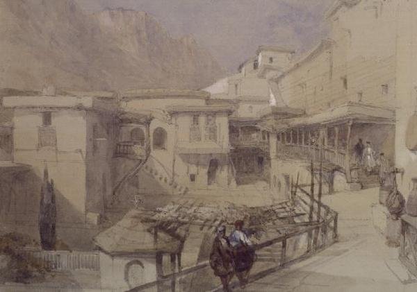 Sinai-bjerget (akvarel på papir) af David Roberts