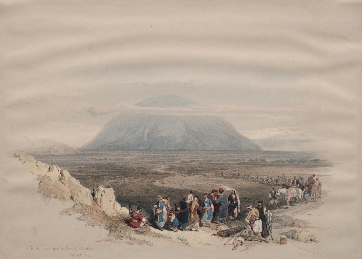Tabor-bjerget fra Esdraelon-sletten af David Roberts