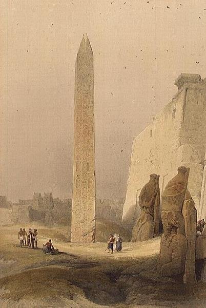 Obelisk i Luxor, fra "Egypt and Nubia", Vol.1 (litho) af David Roberts
