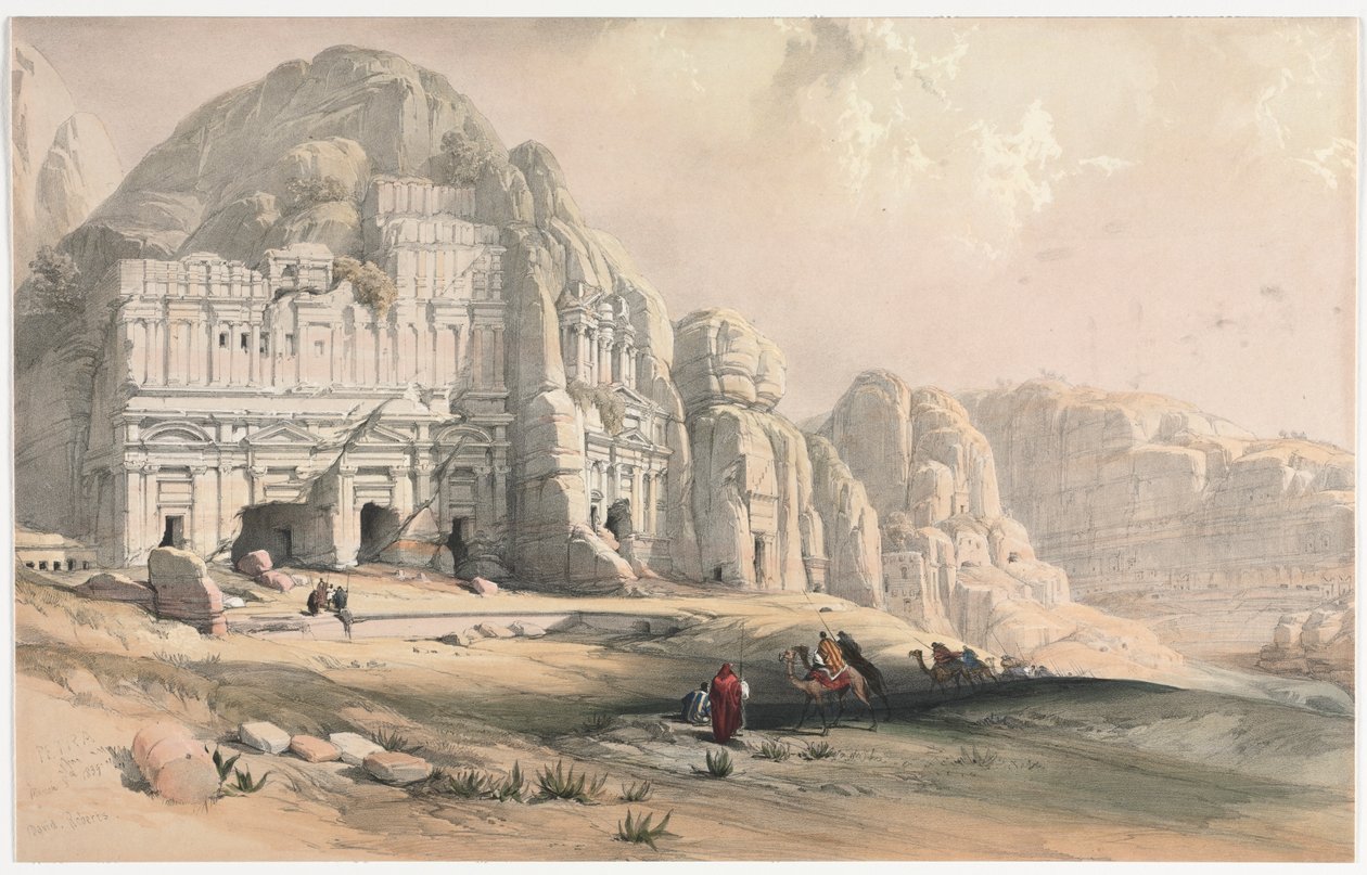 Petra, den østlige ende af dalen, 1839. af David Roberts