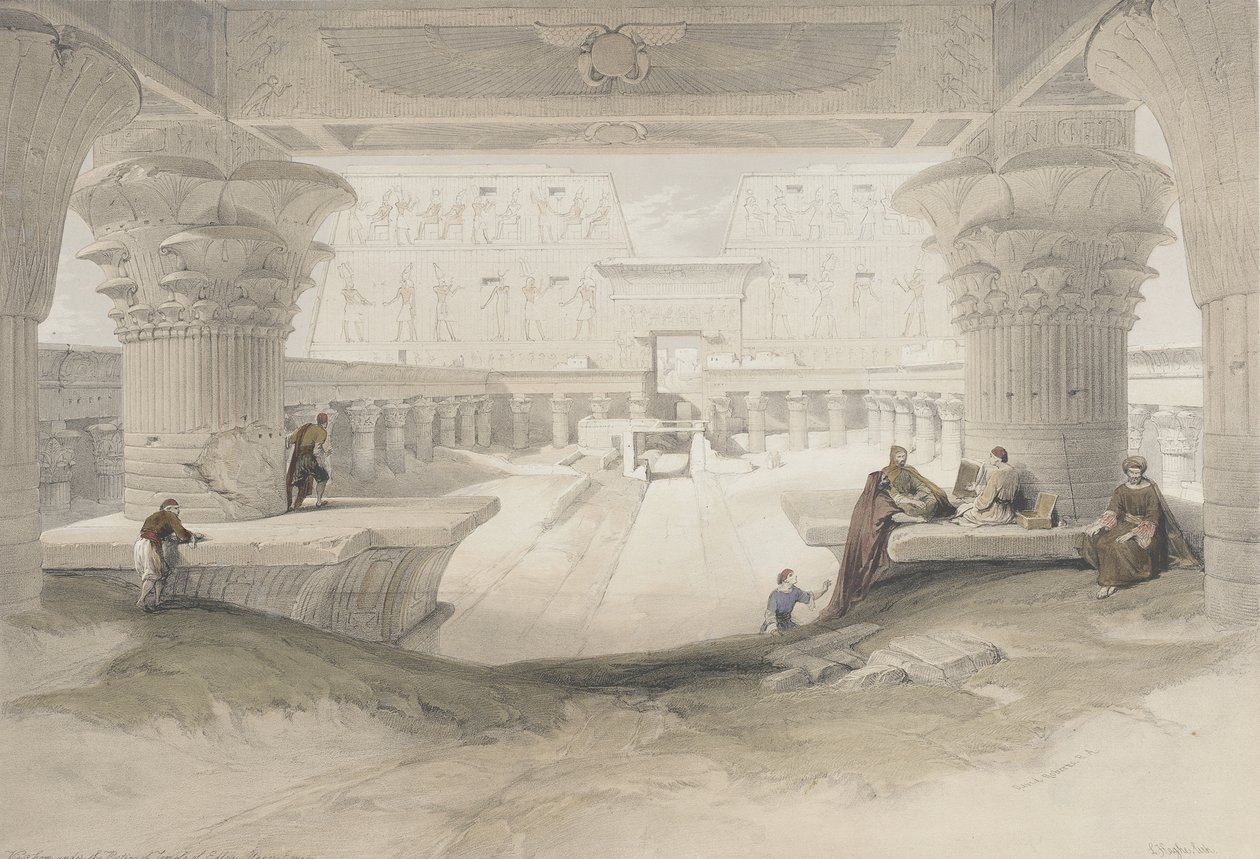 Portikken ved Edfu-templet af David Roberts