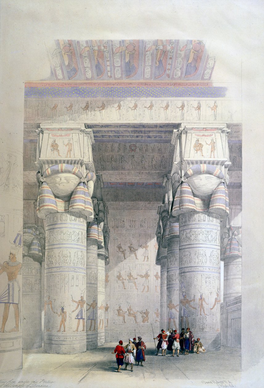 Portiko af Dendera-templet, 1800-tallet af David Roberts