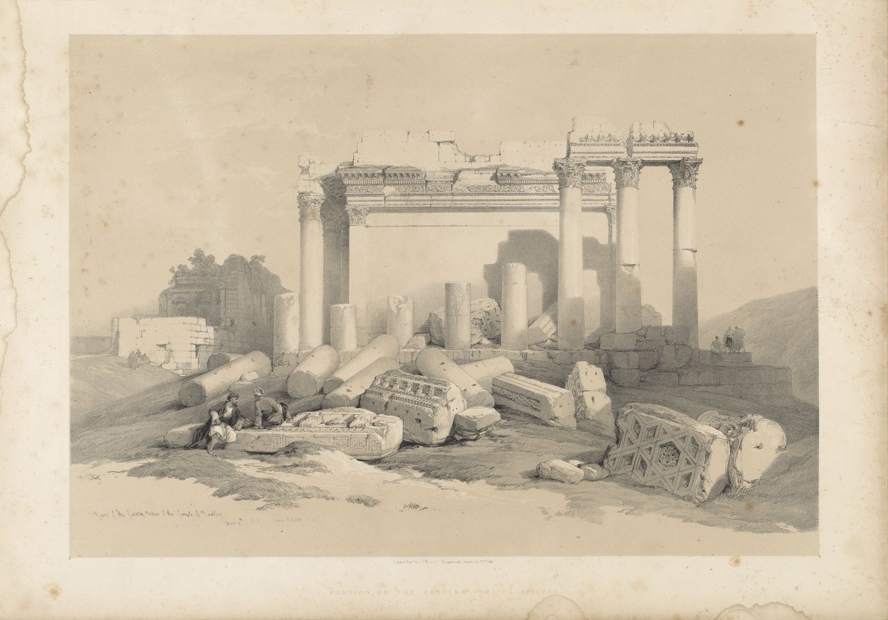 Ruinerne af den østlige portik ved Baalbec-templet af David Roberts
