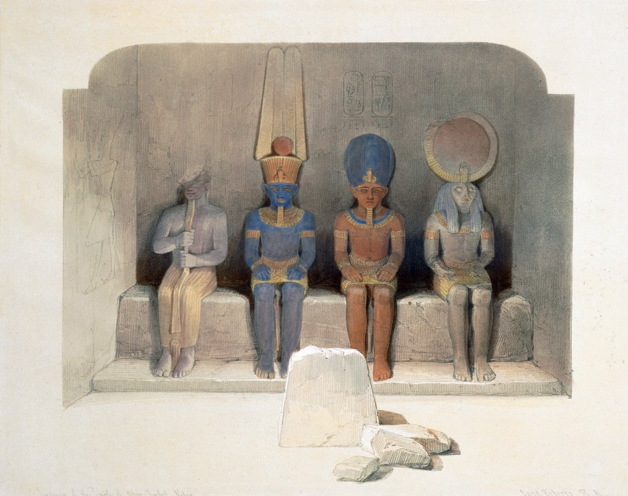 Helligdommen for Abu Simbels tempel, Egypten, 1800-tallet af David Roberts