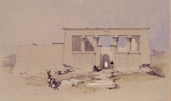 Tempel i Wady Dabod, Nubien 1849 af David Roberts