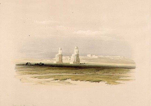 Memnons kolosser, fra "Egypt and Nubia", Vol.1 (litografi) af David Roberts
