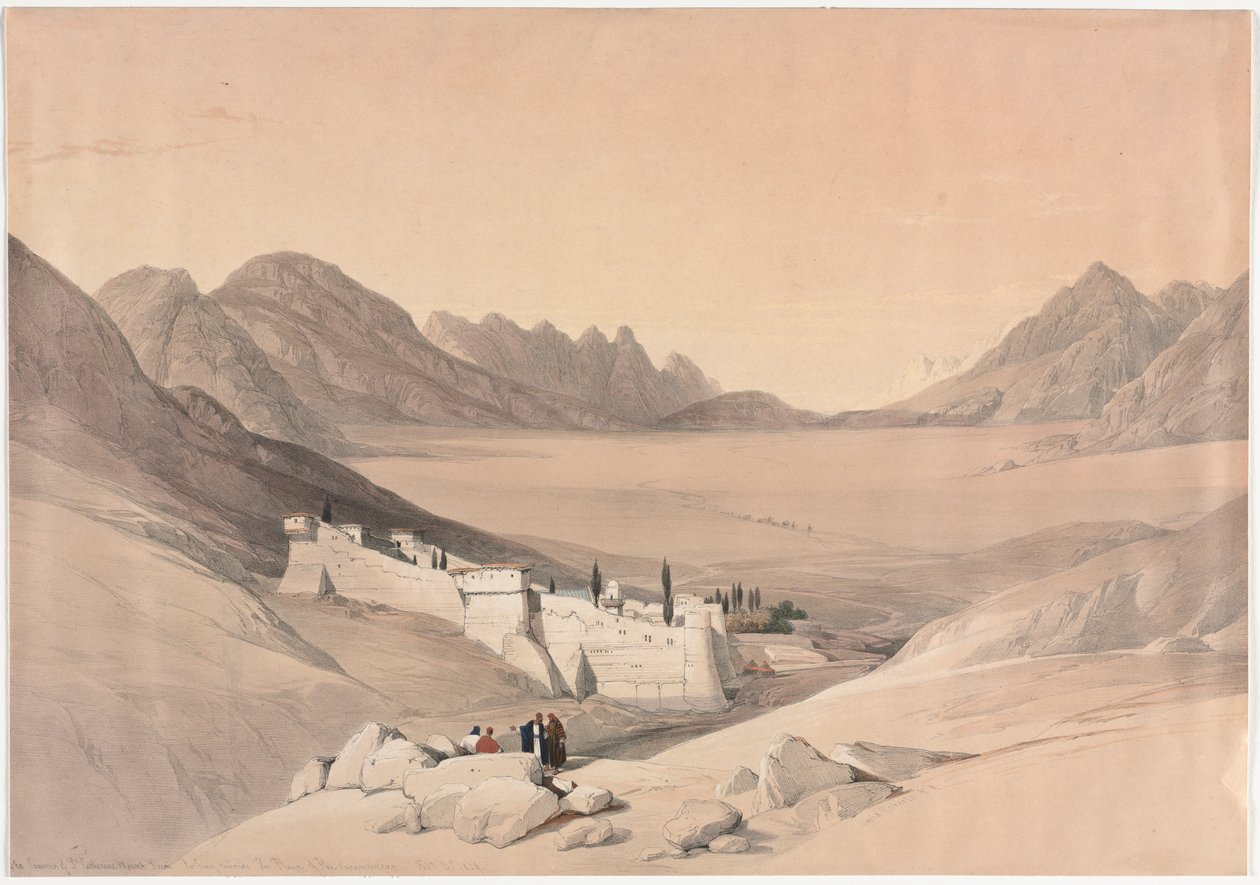 Klosteret St. Catherine, Sinai-bjerget, med udsigt til lejrens sletten af David Roberts