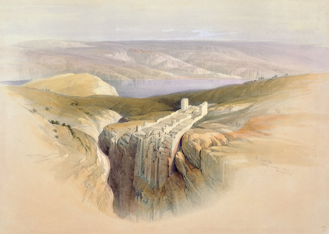 Det Døde Hav ser mod Moab, 4. april 1839, plade 50 fra bind II af 