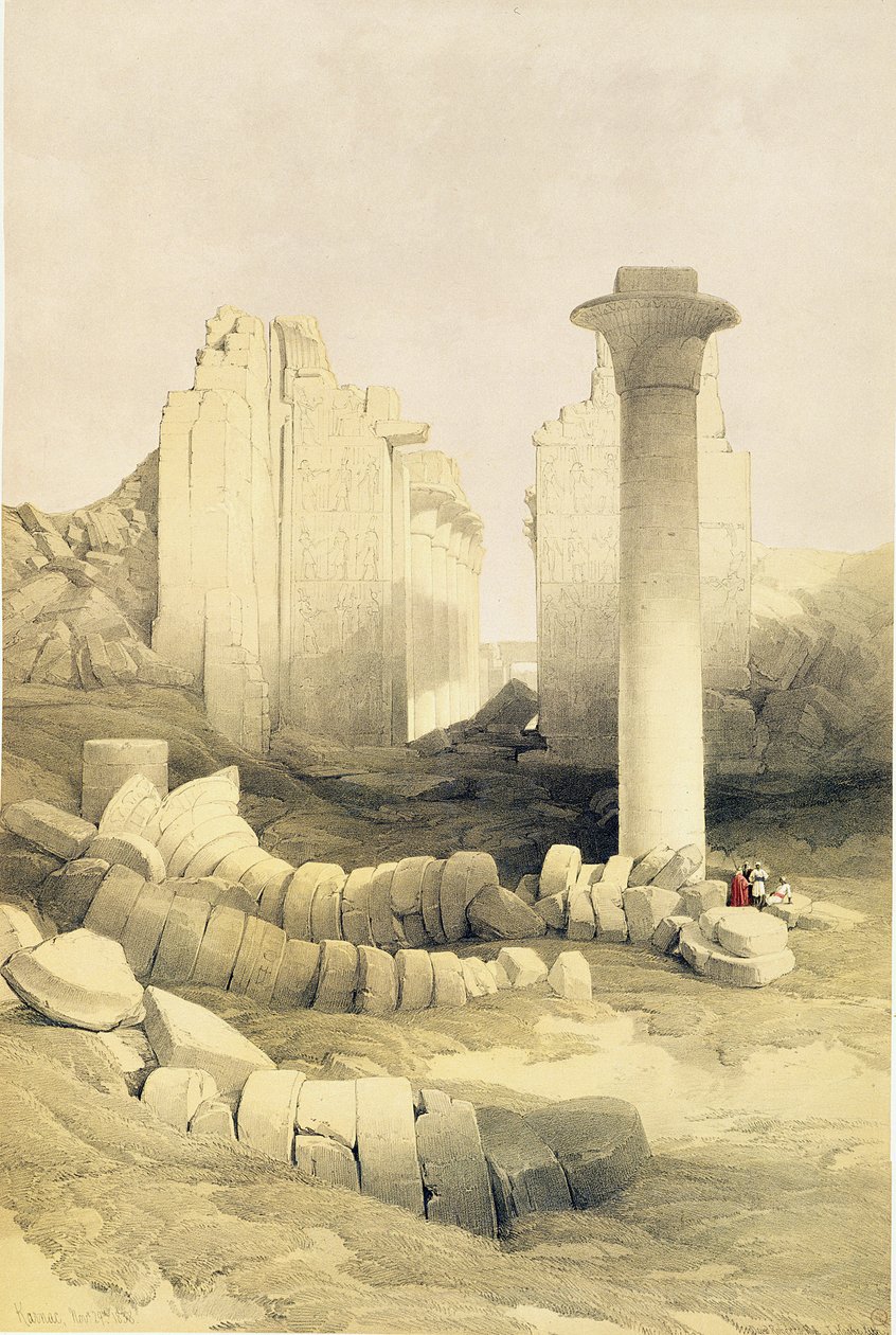 Dromos eller Central Hall of the Great Temple of Amun, Karnak, fra Egypten og Nubia, Vol.2 af David Roberts