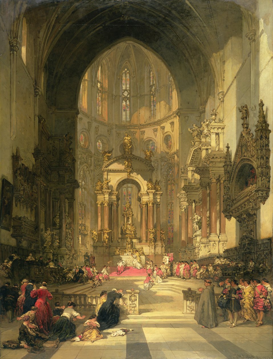 Højalteret i SS-kirken. Giovanni e Paolo, Venedig (akvarel på papir) af David Roberts