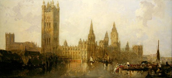 The Houses of Parliament (olie på lærred) af David Roberts