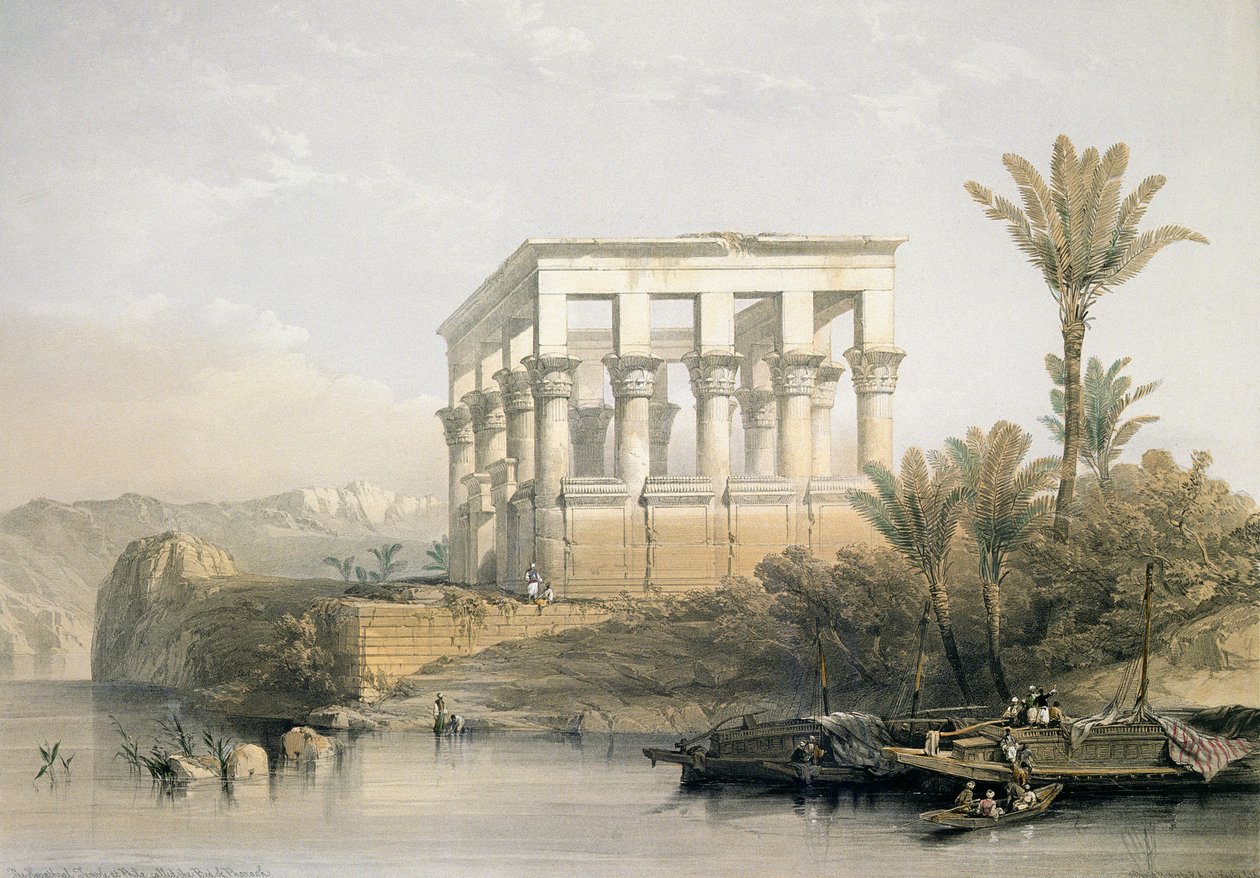 Hypaethral Temple i Philae, kaldet Faraos Seng, indgraveret af Louis Haghe, pub. i 1843 af David Roberts