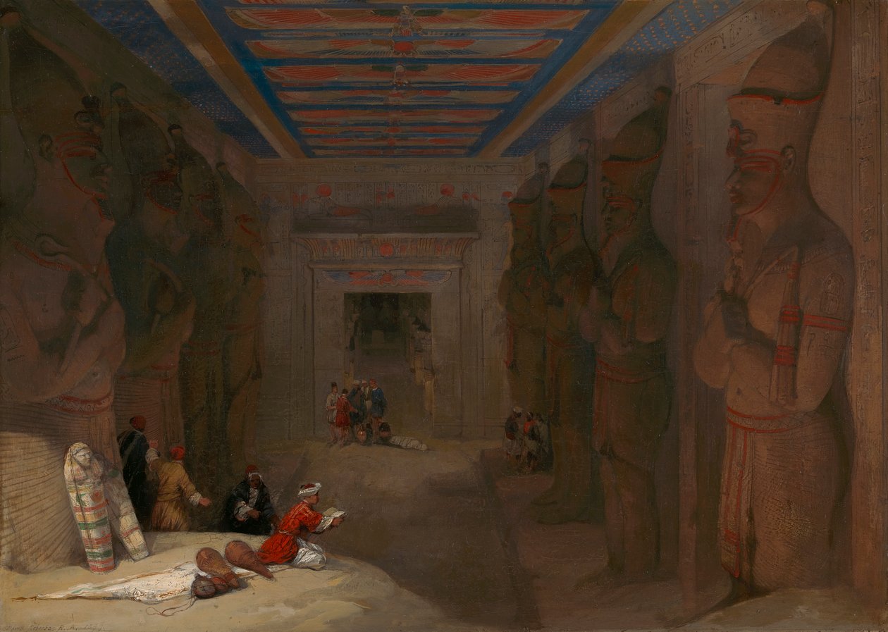 Hypostyle Hall of the Great Temple i Abu Simbel, Egypten af David Roberts