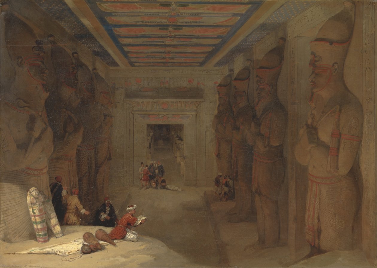 Hypostylehallen i det store tempel i Abu Simbel, Egypten af David Roberts