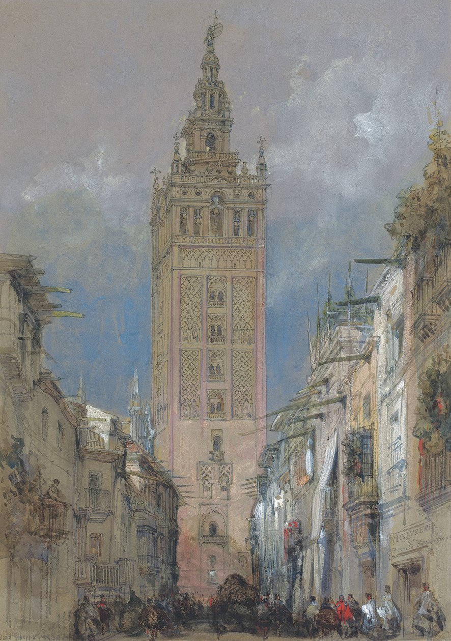Det mauriske tårn i Sevilla, kaldet Giralda, Spanien af David Roberts