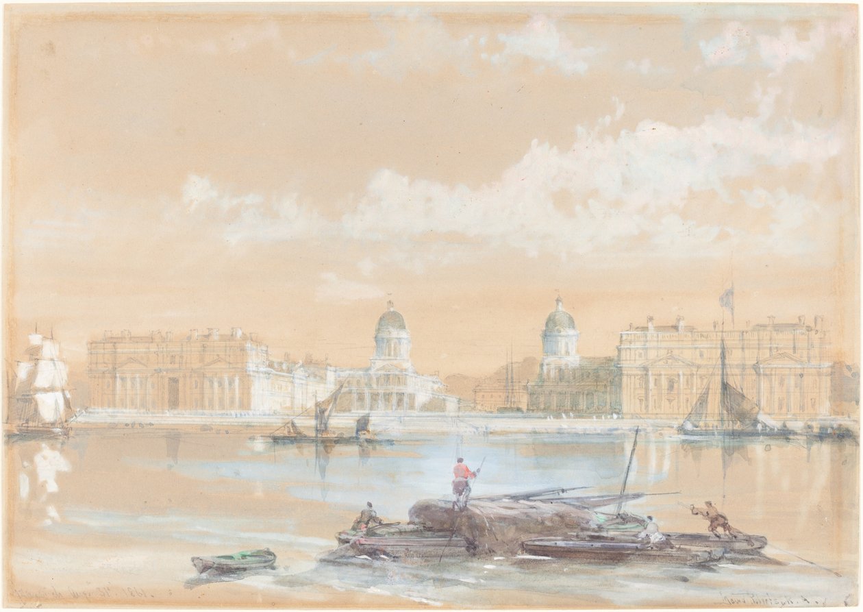 Naval College fra floden ved Greenwich af David Roberts