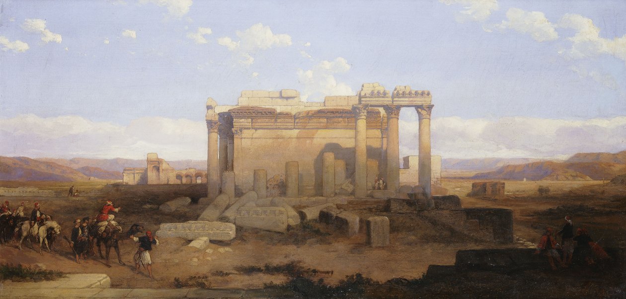 Ruinerne af det mindre tempel i Baalbeck, af David Roberts