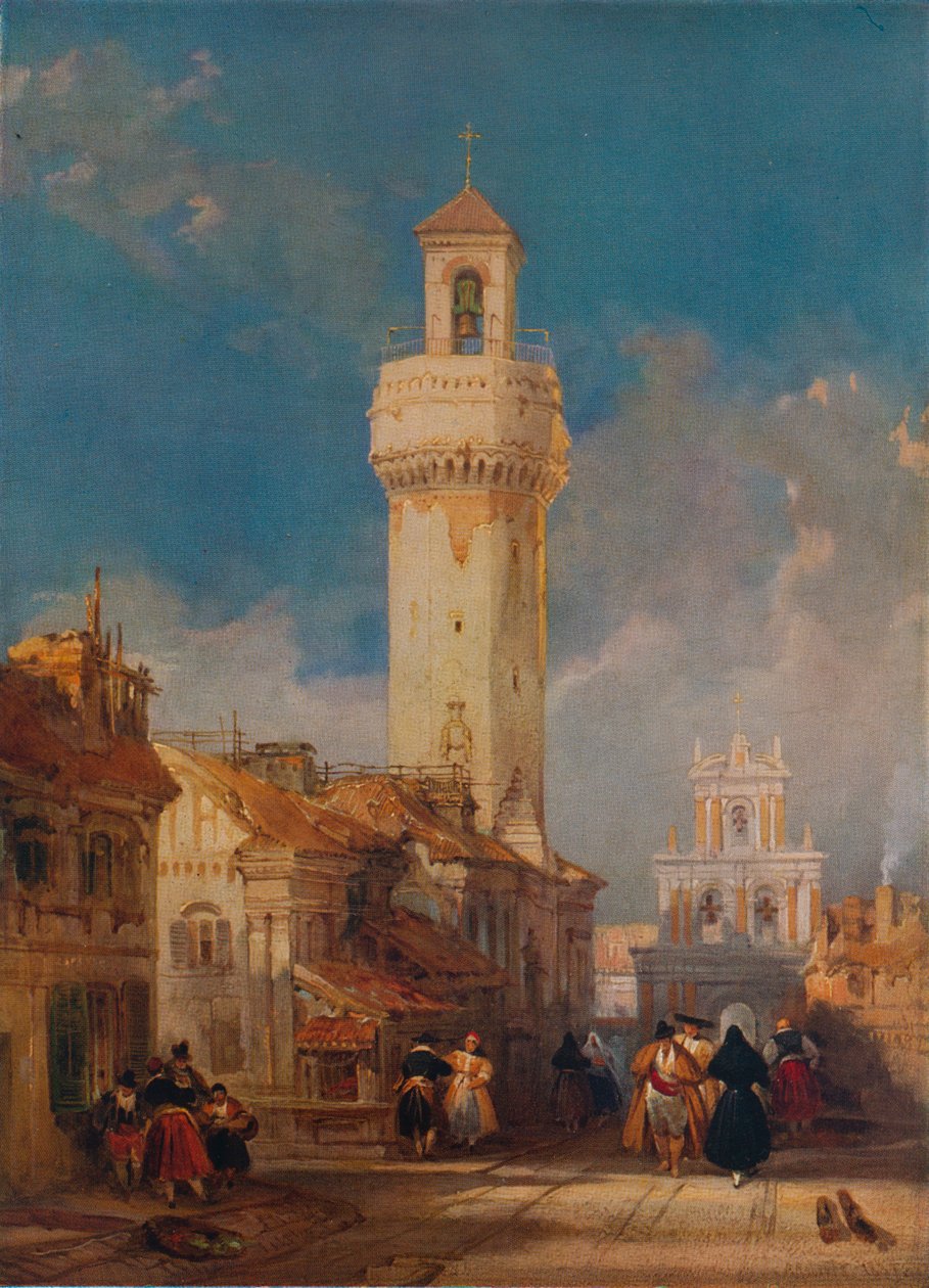Tårnet af San Nicolás de la Villa-kirken, Córdoba, 1834 af David Roberts