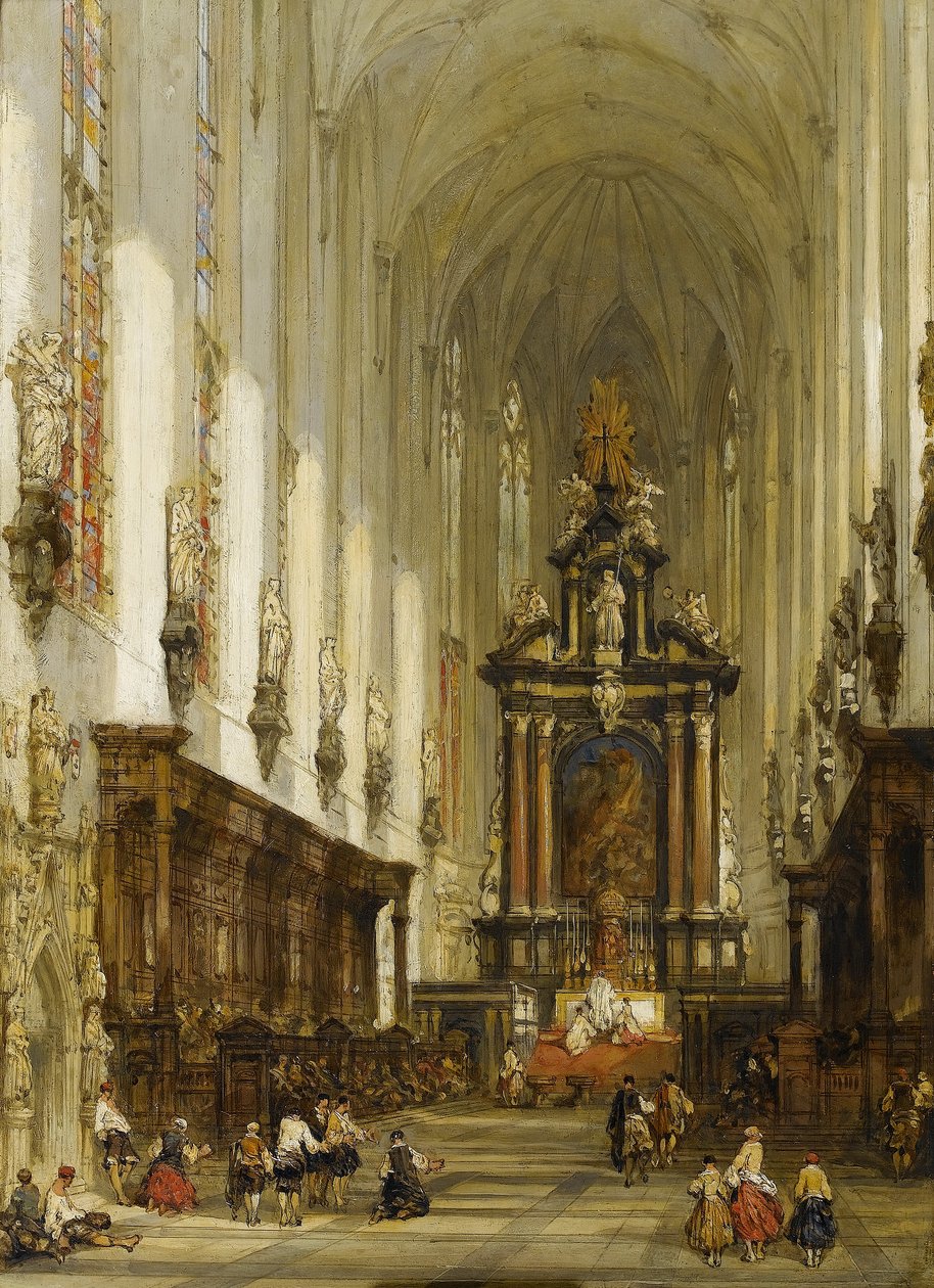 Interiøret i Sankt Pauls Kirke i Antwerpen af David Roberts