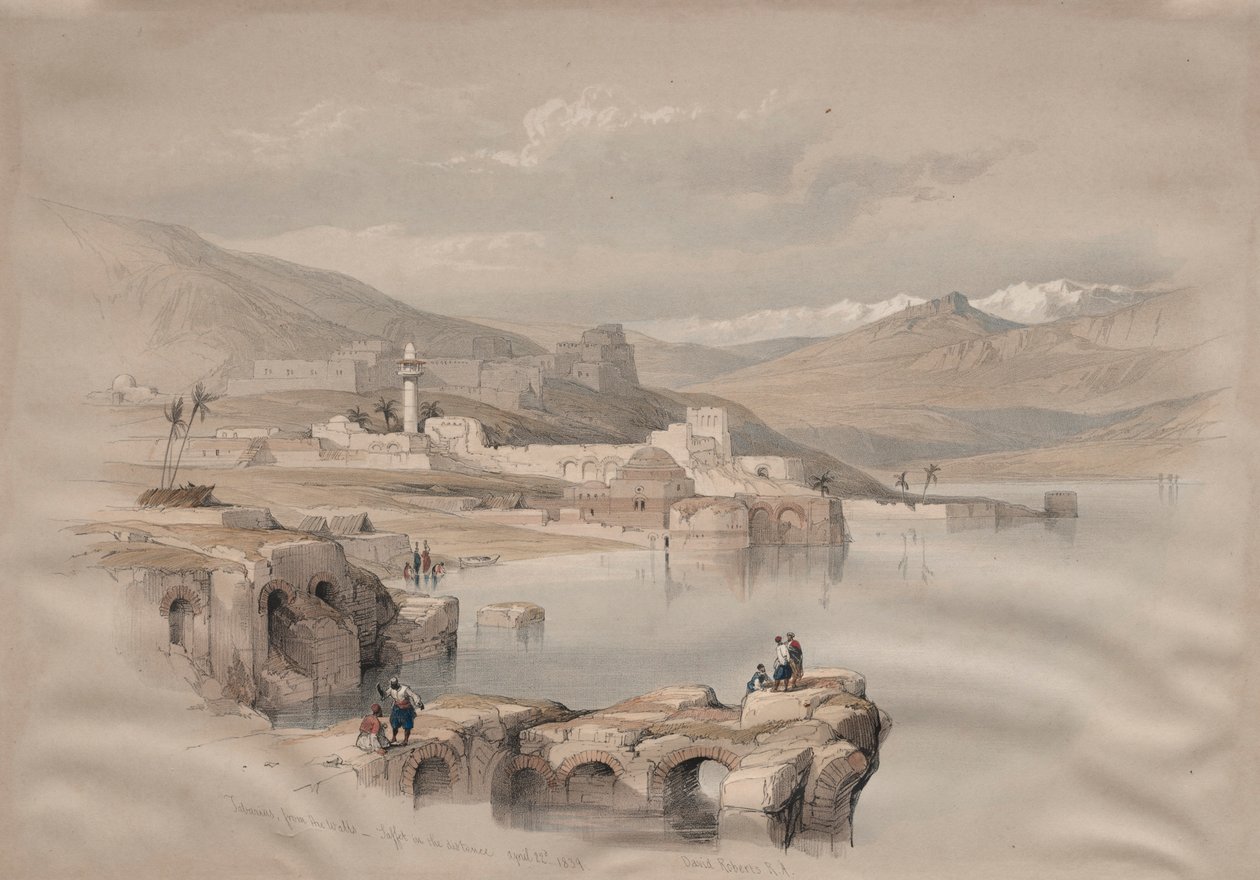 Tiberias, fra murene, Sikkerhed i det fjerne, 1839. af David Roberts