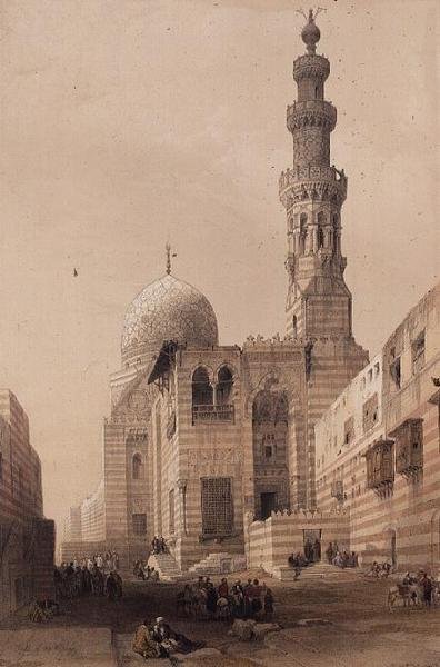 Sultan Qayt-bays grav på den østlige kirkegård, eller kalifernes grave, Cairo af David Roberts