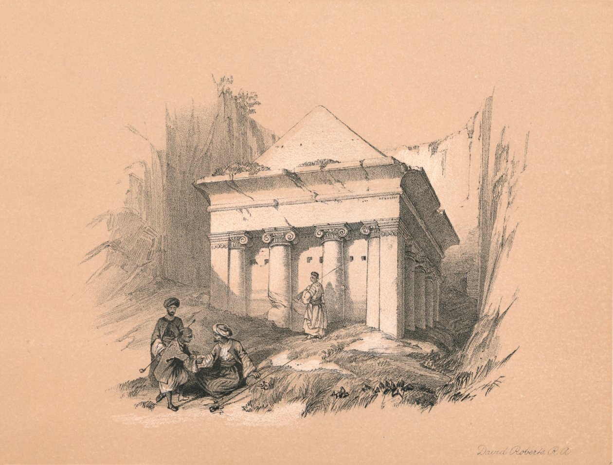Zakarias grav, 1855 af David Roberts