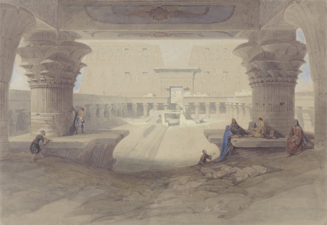 Udsigt fra under Portico af Temple of Edfu, Øvre Egypten af David Roberts