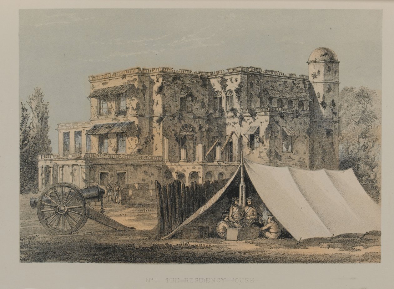 Residency House, Lucknow af David Scott Lieutenant Colonel (after) Dodgson