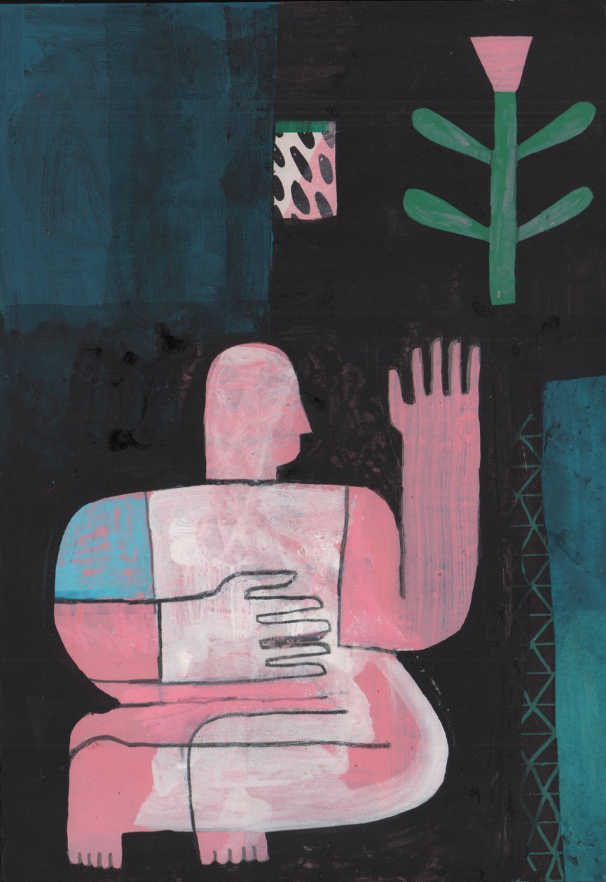 Black And Blue 1, 2023 (blandet maling på papir) af David Shillinglaw
