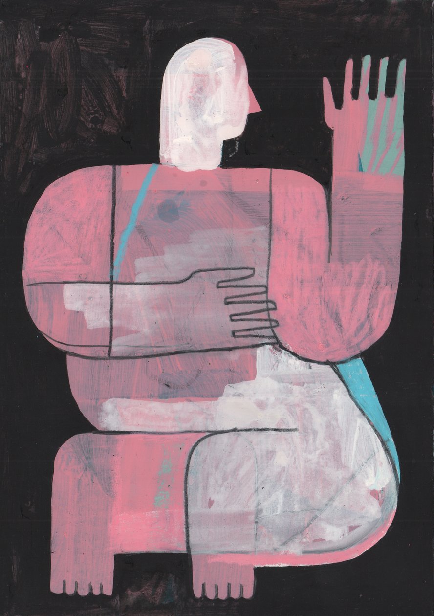 Black And Blue 2, 2023 (sekoitettu maali paperille) af David Shillinglaw