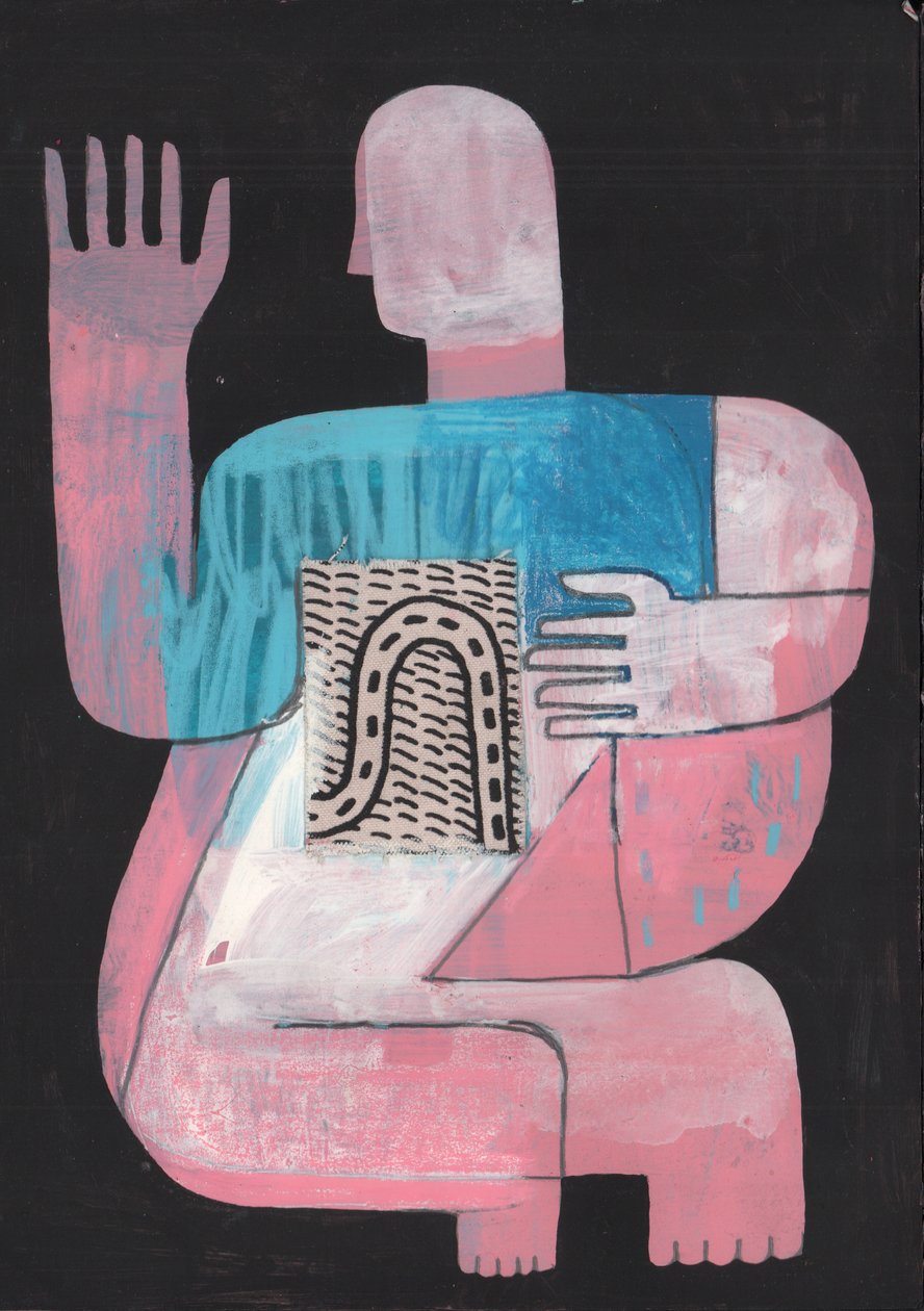 Black And Blue 6, 2023 (blandet maling på papir) af David Shillinglaw