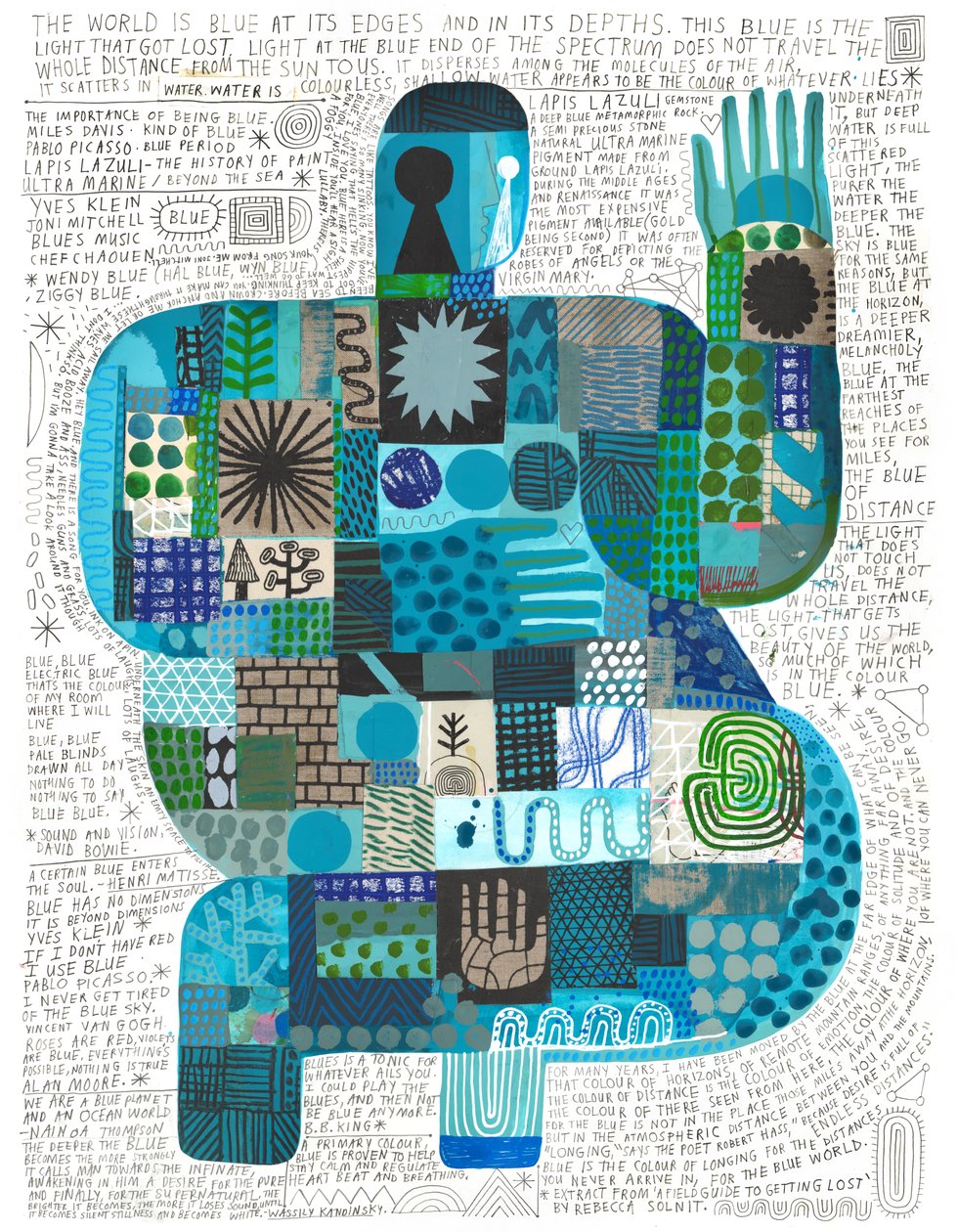 Blue At Its Edges, 2023 (akryl  blyant på papir) af David Shillinglaw
