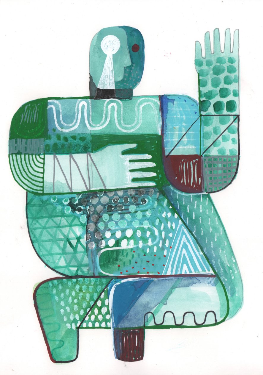 Bodies of Land and Water 2, 2023 (sekoitettu maali paperille) af David Shillinglaw