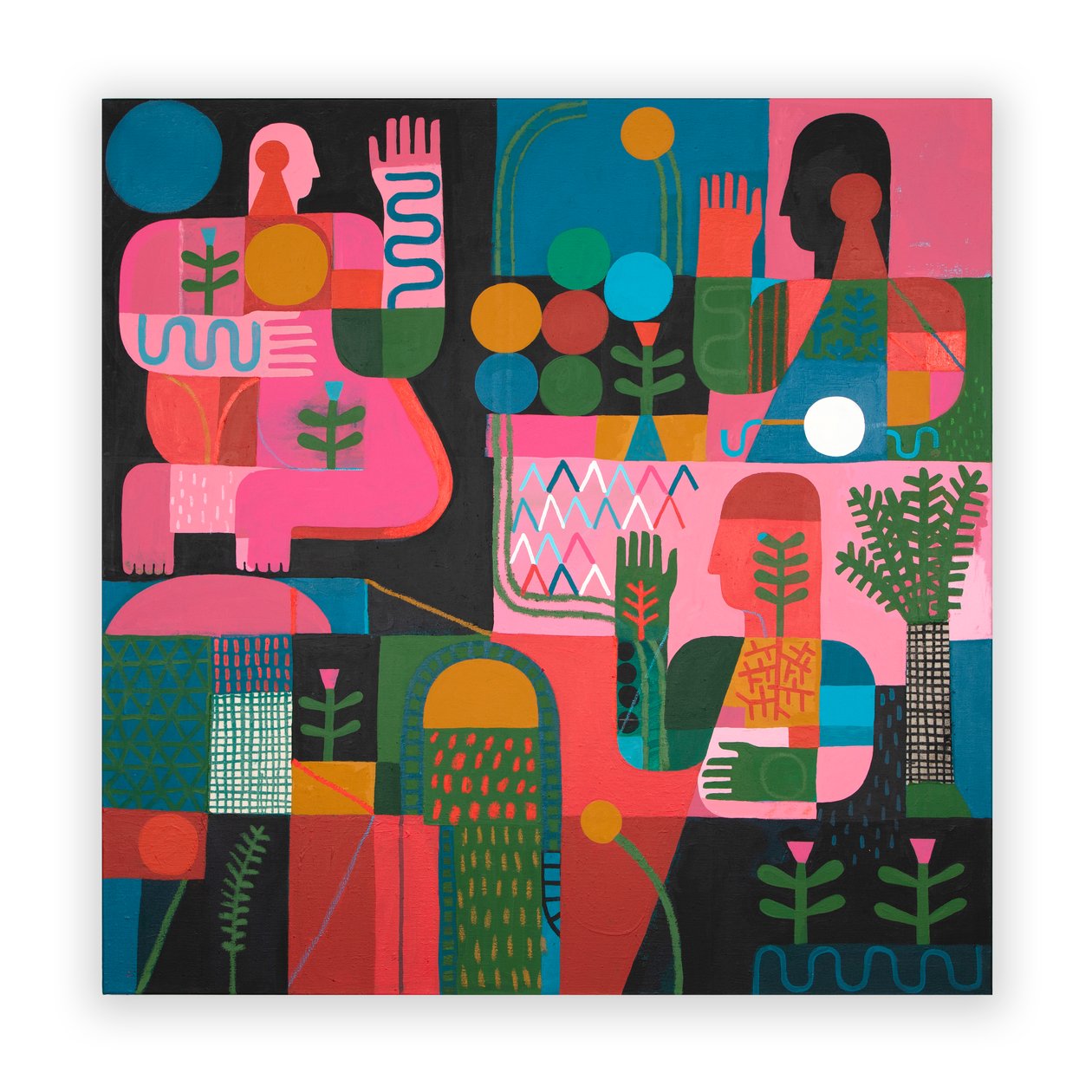 Broken Signals, 2023 (blandet maling og collage på lærred) af David Shillinglaw