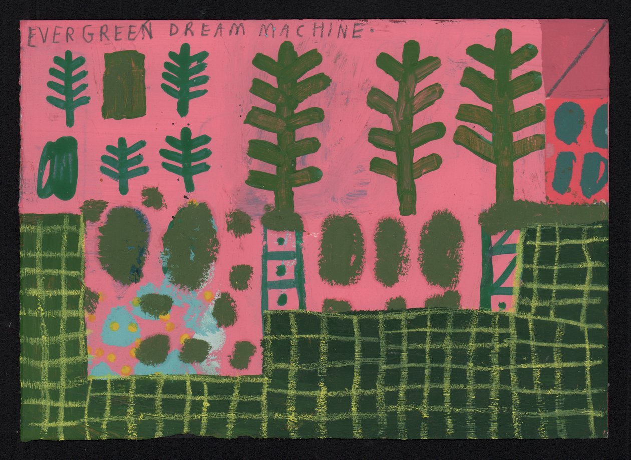 Evergreen, 2023 (blandet maling og collage på lærred) af David Shillinglaw