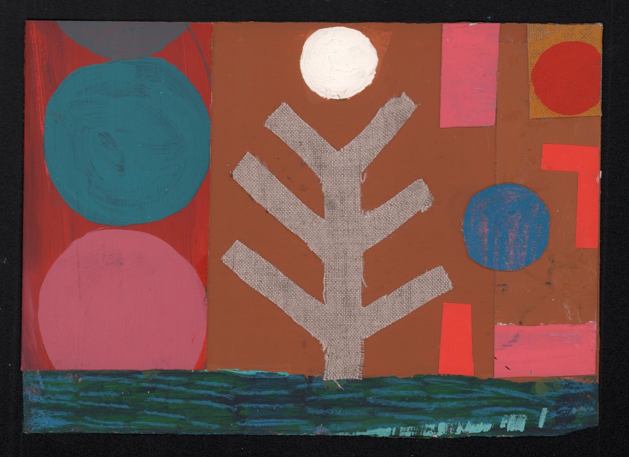 Full Moon Mustard, 2023 (maling og collage) af David Shillinglaw