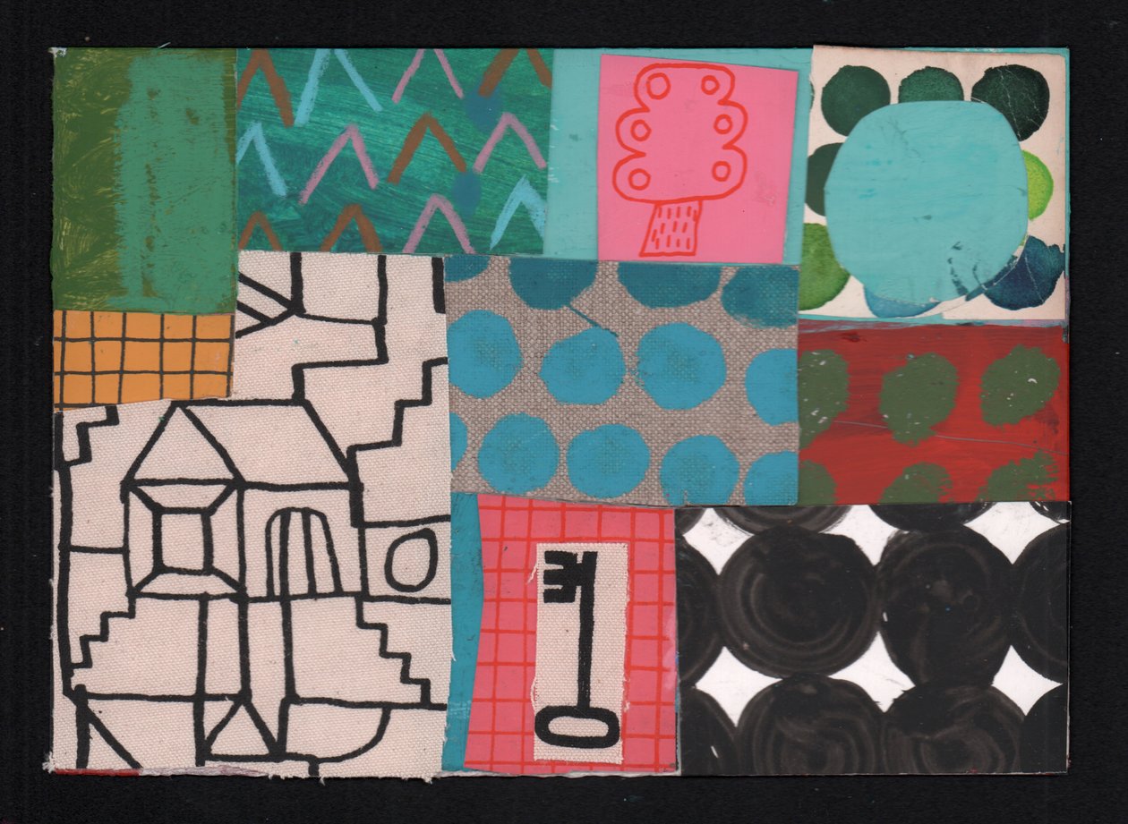 House Key, 2023 (maling og collage) af David Shillinglaw