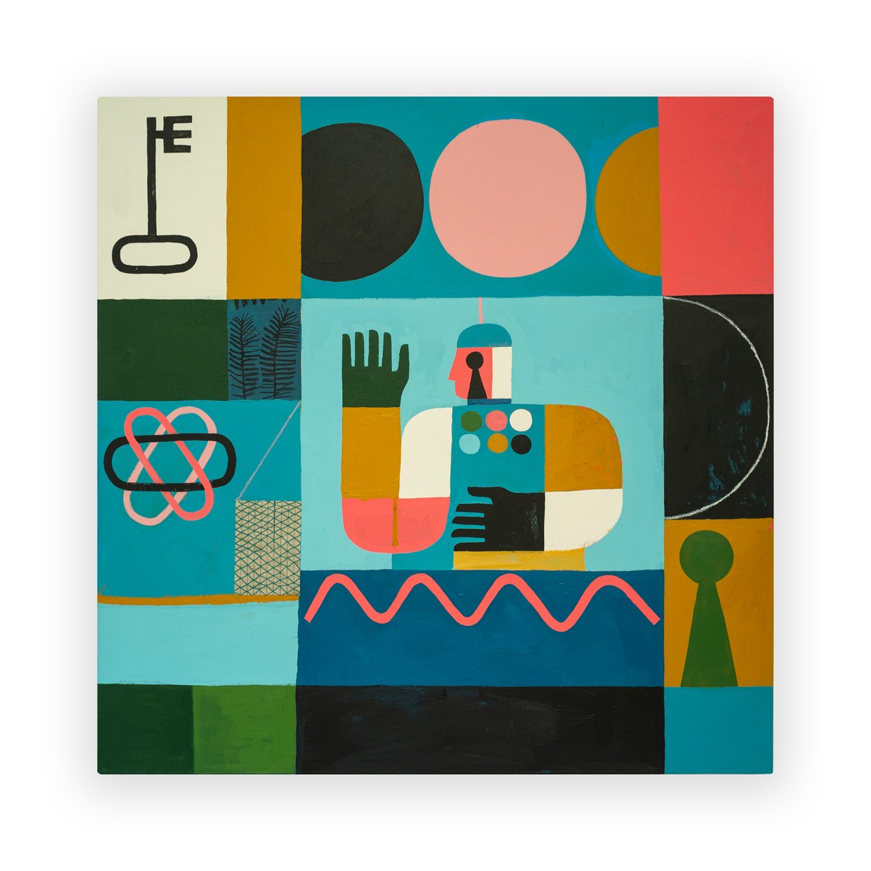 Luna Waves, 2023 (maling og collage på lærred) af David Shillinglaw