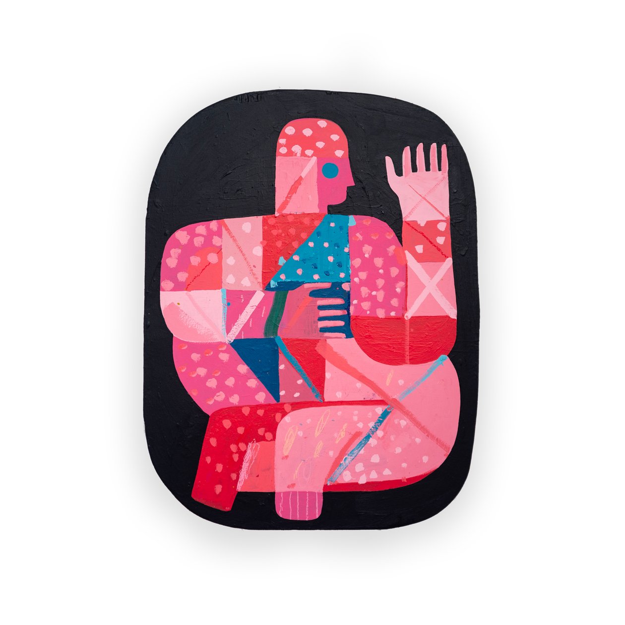 Nuclearus 2, 2023 (maali ja kollaasi) af David Shillinglaw