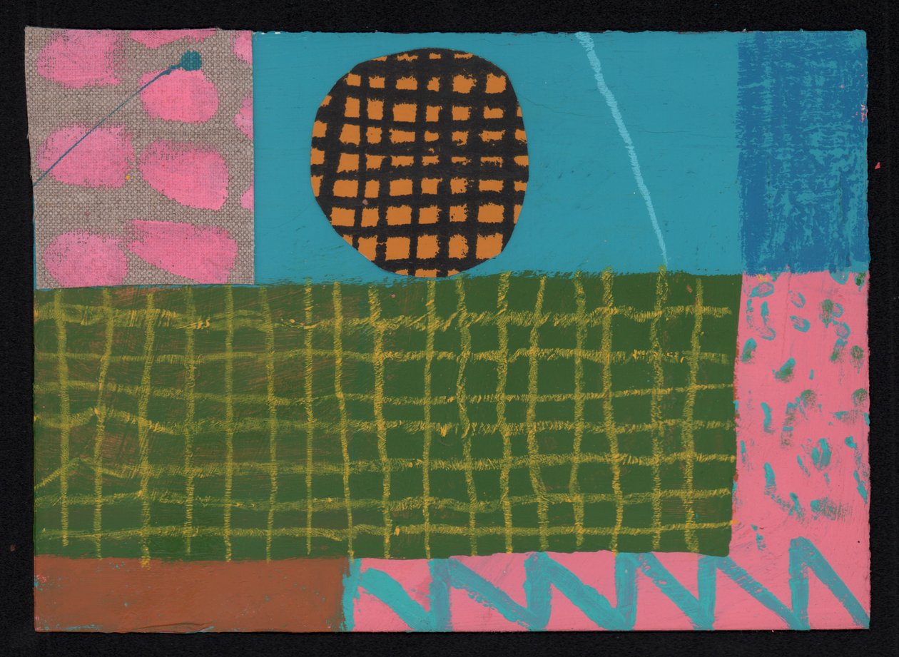 Sky Line Lawn, 2023 (maling og collage) af David Shillinglaw