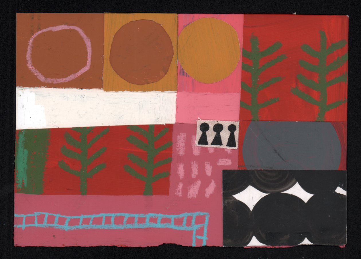 Three Suns, 2023 (maling og collage) af David Shillinglaw