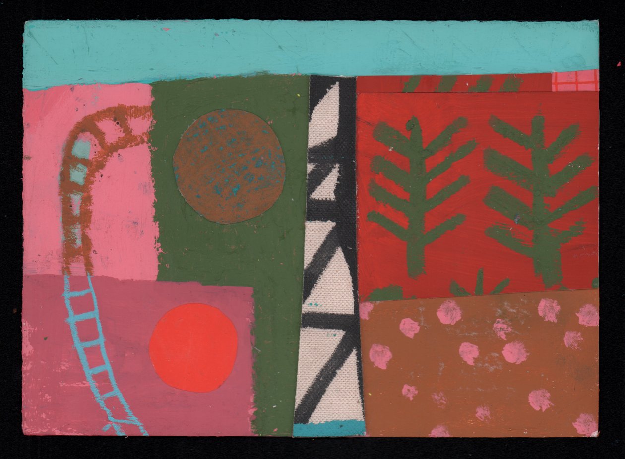Trackside, 2023 (maling og collage) af David Shillinglaw