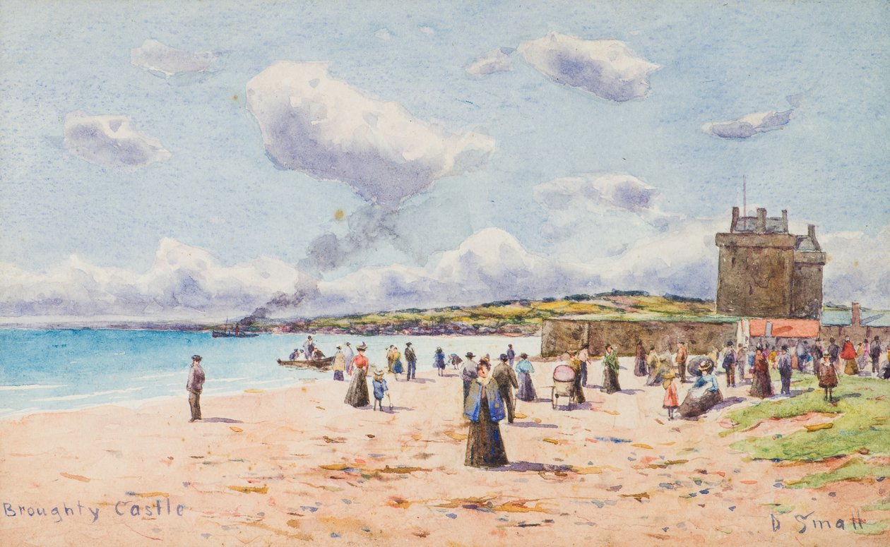 Broughty Castle (akvarel) af David Small