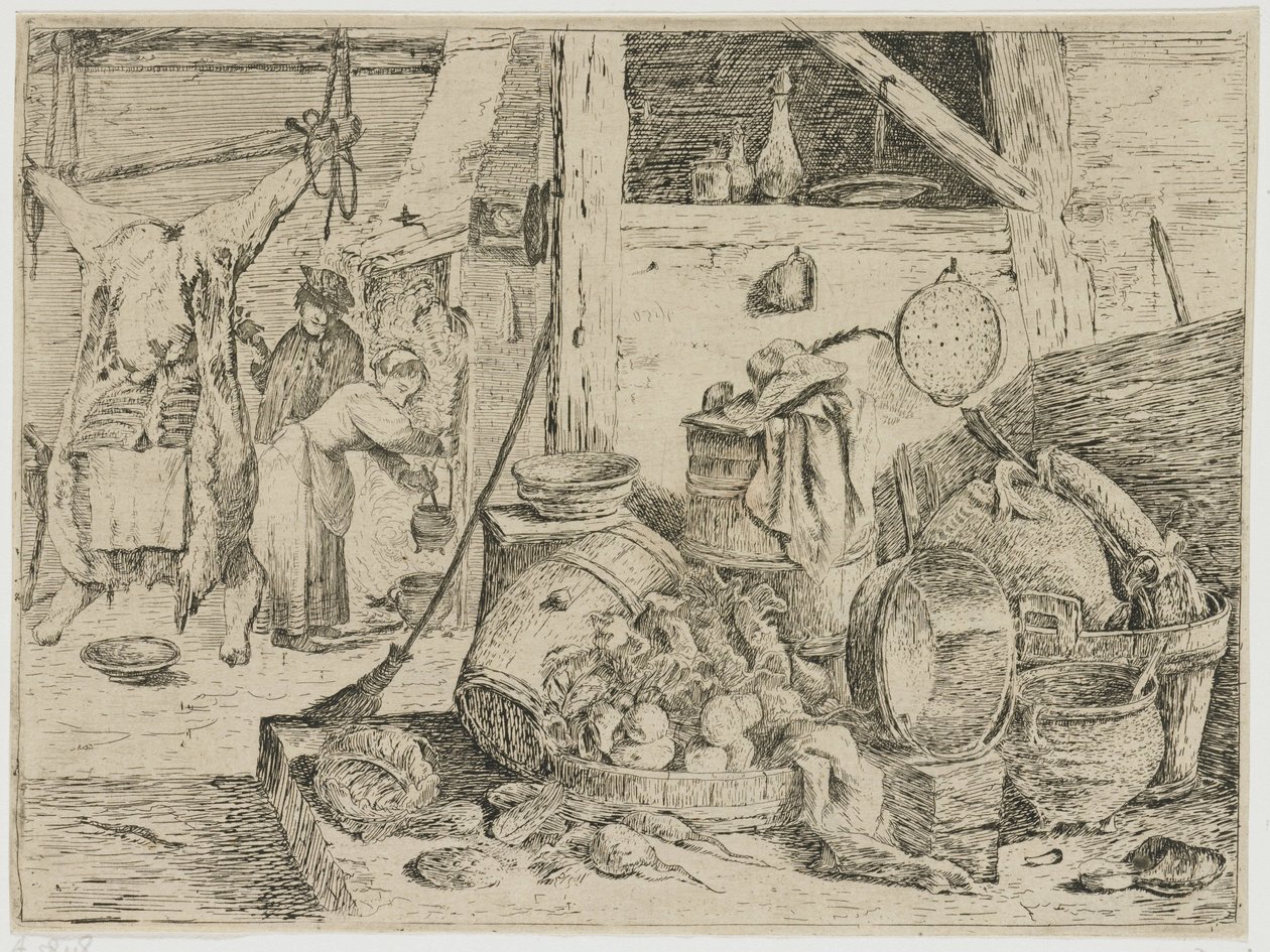 køkken interiør af David Teniers (II) (attributed to)