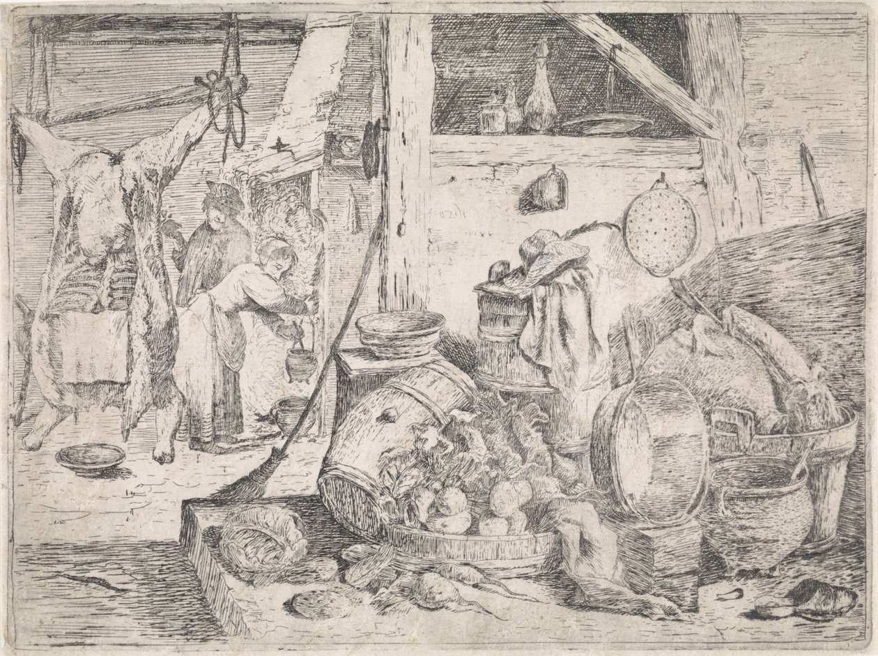 køkken interiør af David Teniers (II) (attributed to)