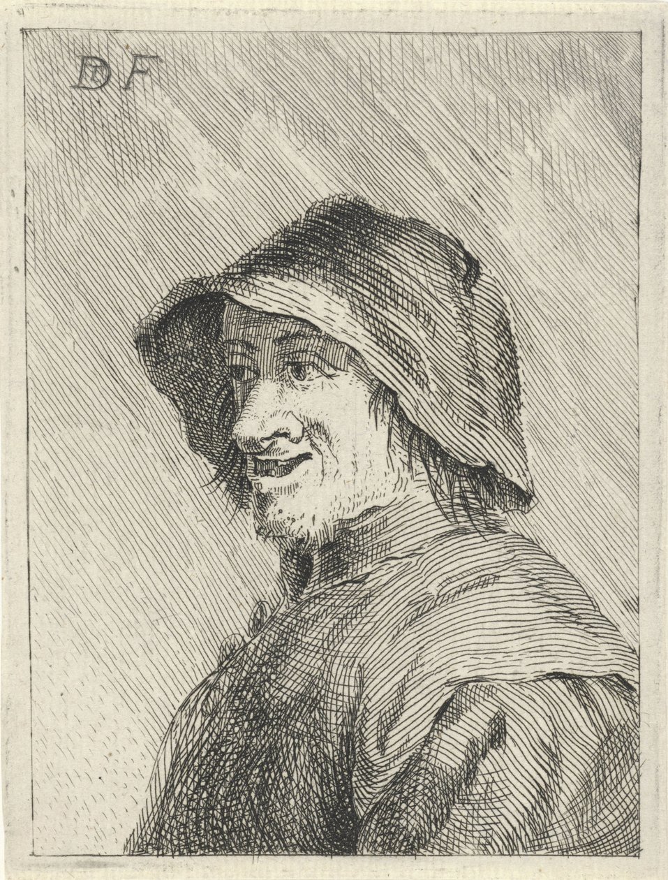 Bonde med hat på hovedet til venstre af David Teniers (II)