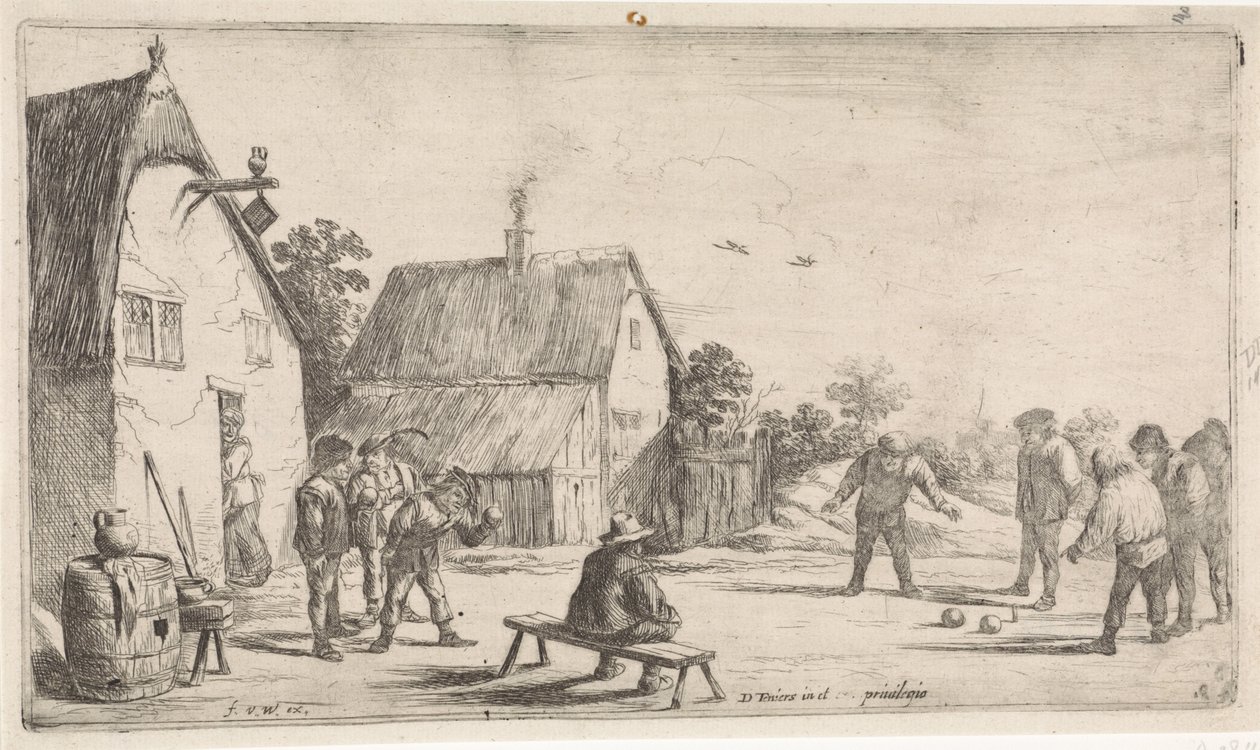 Landmænd spiller boule Open-air genrescener (serietitel) af David Teniers (II)