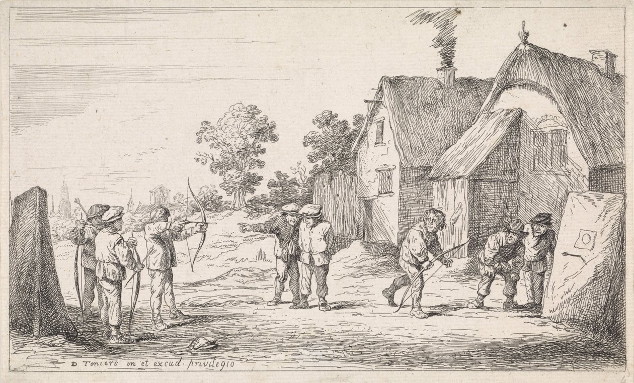 bueskytter Open-air genrescener (serietitel) af David Teniers (II)
