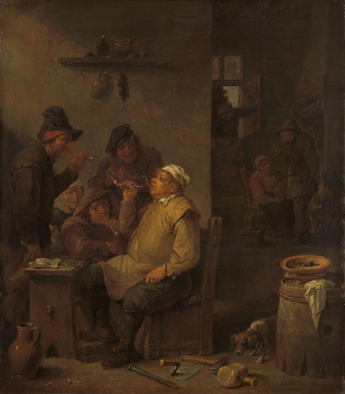 Mason ryger med ledsagere i et værtshus af David Teniers (II)